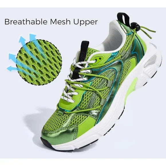 Lucky Step Women's Purple Green Walking Shoes Running Platform Mesh Casual - Picture 6 of 9